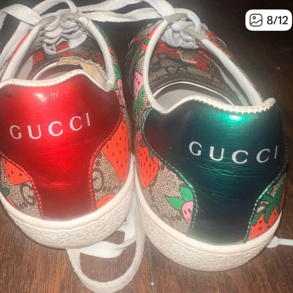 Authentic Gucci Strawberry Vibrant Red and Green Sneakers - Picture 1 of 9